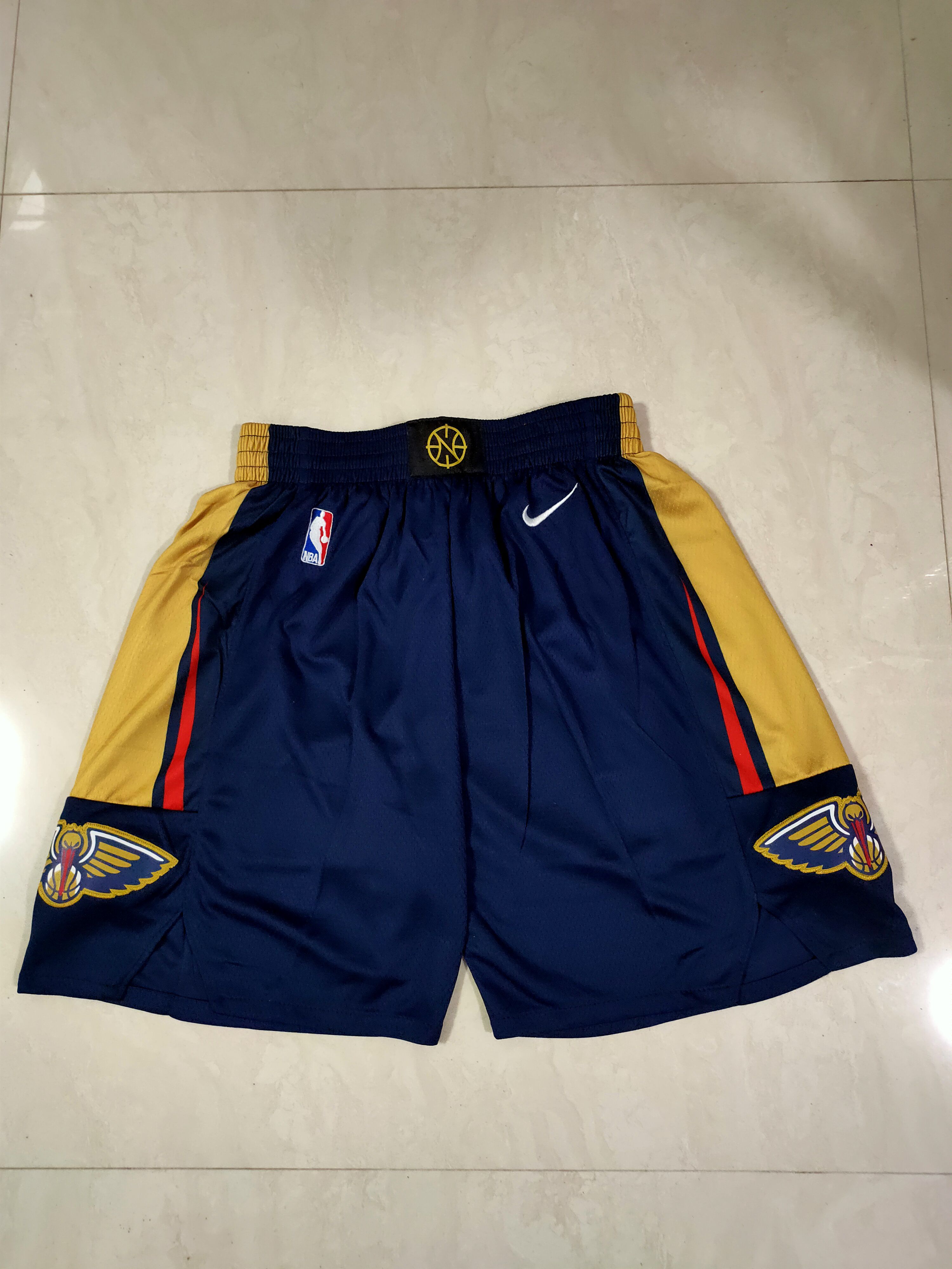 Cheap Men NBA New Orleans Pelicans Blue Shorts 0416